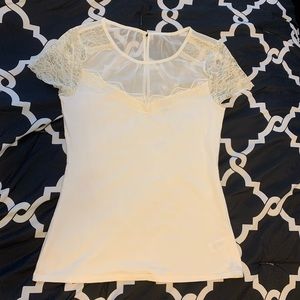 White Top with Lace Sleeves